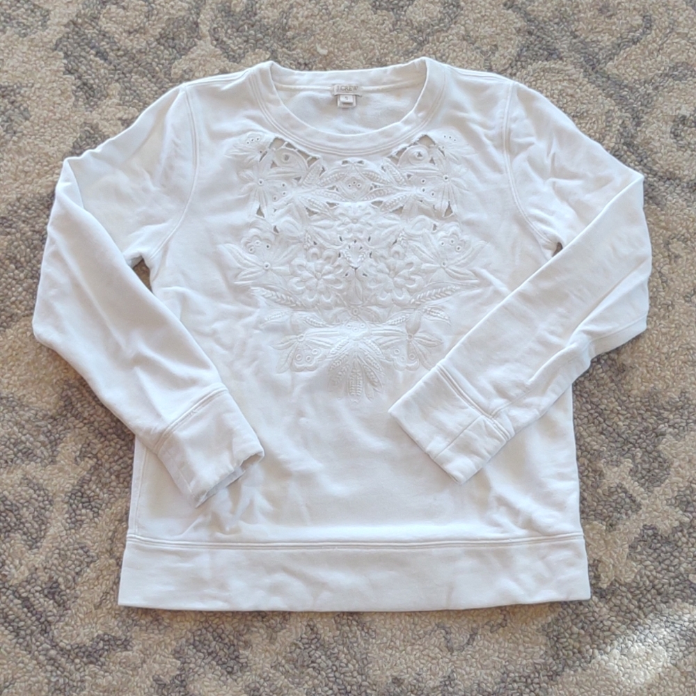 JCrew Lace Embroidered Sweatshirt